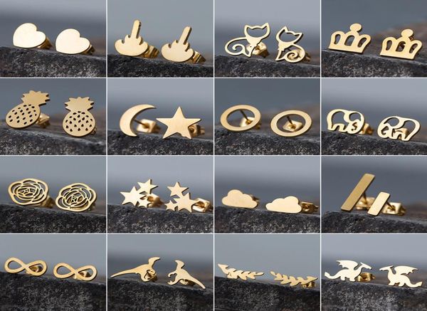 gold korean minimalist golden iron stainless steel triangle stud earrings for women fashion jewelry accessories gift5168101, Golden;silver